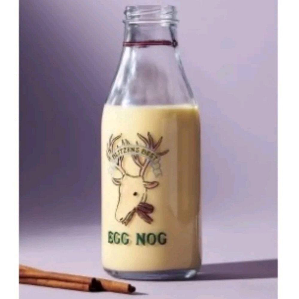 Anthropologie George & Viv Retro Milk Bottle - Reindeer "Blitzen's Best Egg Nog"
